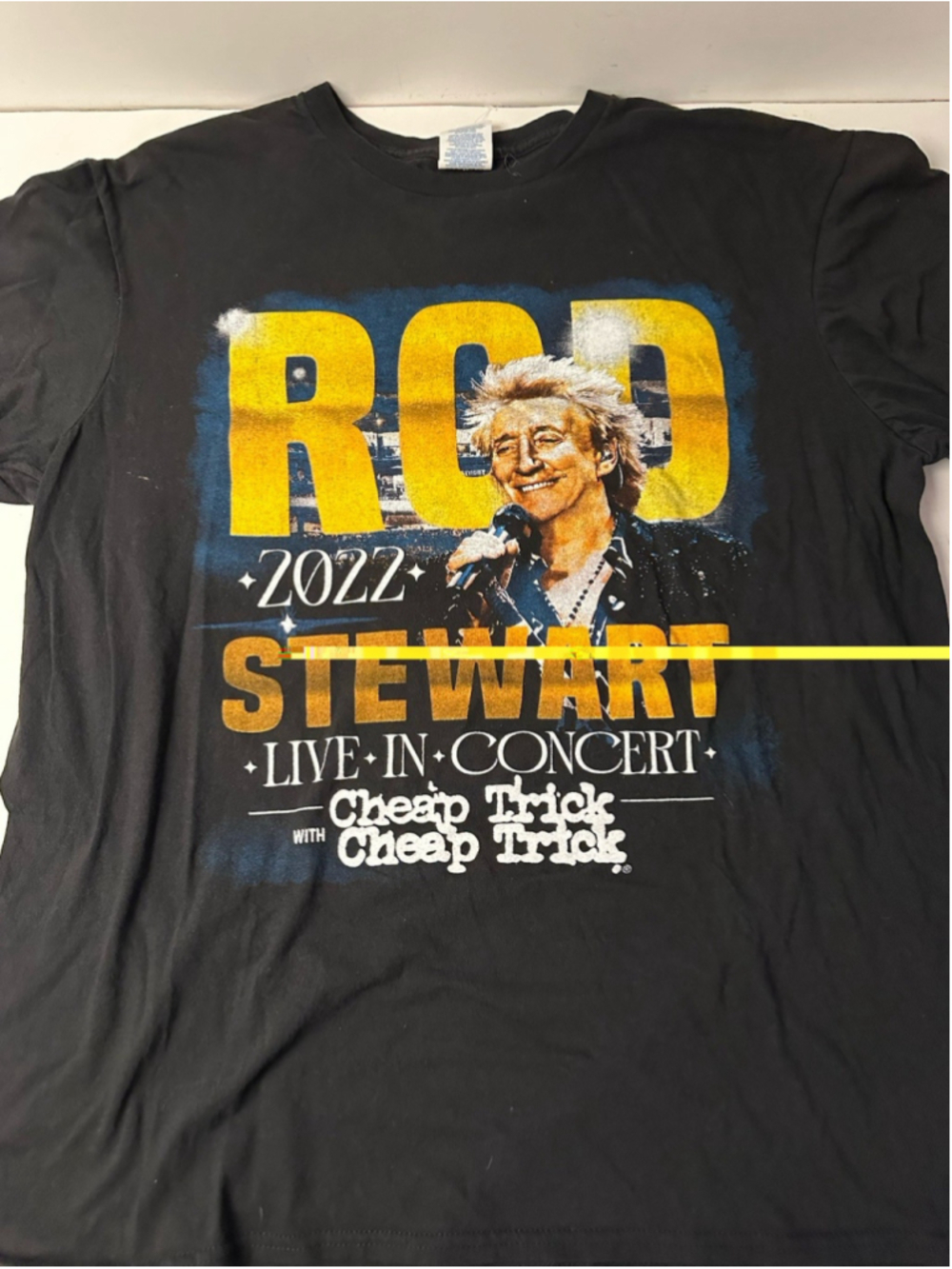 Rod Stewart Cheap Trick 2022 Concert Tour T Shirt Mens Large Delta Black Rock